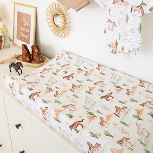 Wild Horses Organic Bassinet Sheet / Change Pad Cover - Snuggle Hunny