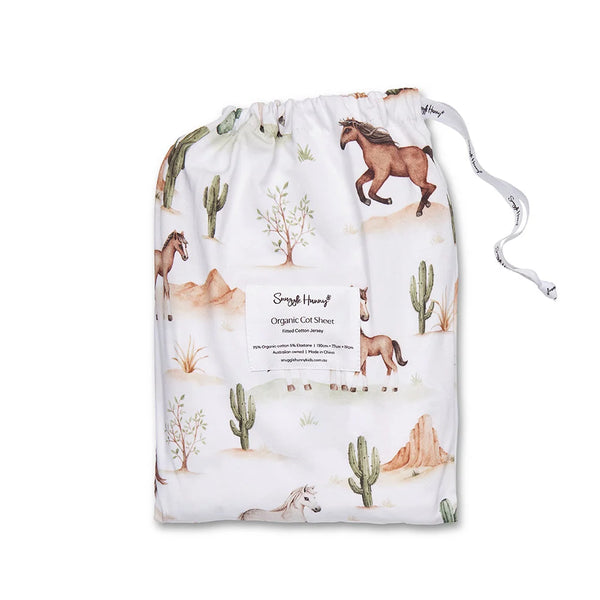 Wild Horses Organic Fitted Cot Sheet - Snuggle Hunny