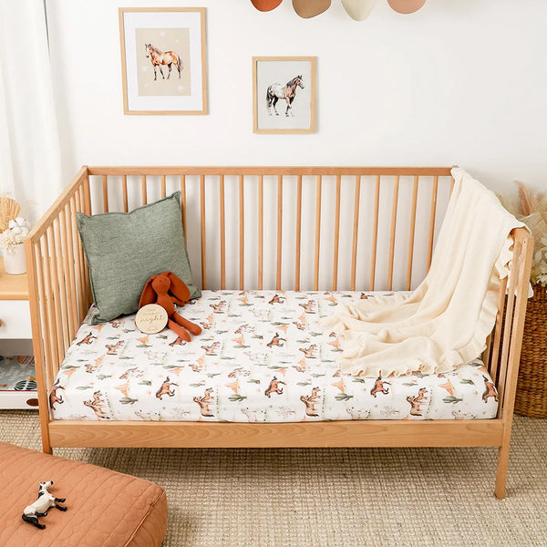 Wild Horses Organic Fitted Cot Sheet - Snuggle Hunny