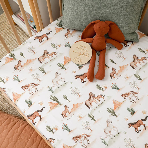 Wild Horses Organic Fitted Cot Sheet - Snuggle Hunny