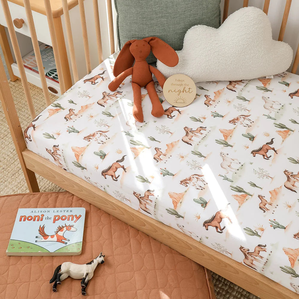 Wild Horses Organic Fitted Cot Sheet - Snuggle Hunny