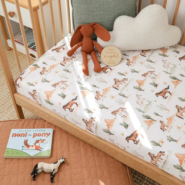 Wild Horses Organic Fitted Cot Sheet - Snuggle Hunny