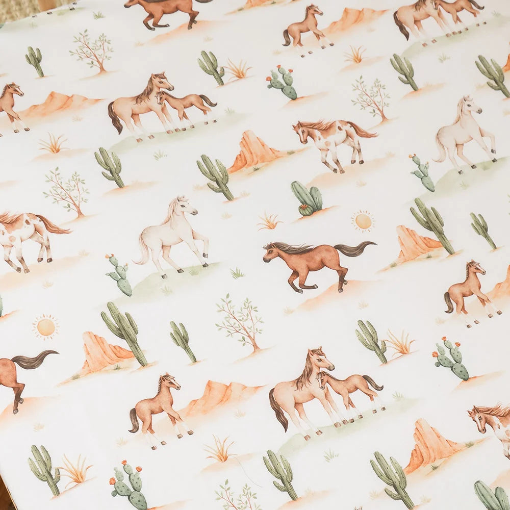 Wild Horses Organic Fitted Cot Sheet - Snuggle Hunny
