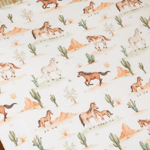 Wild Horses Organic Fitted Cot Sheet - Snuggle Hunny