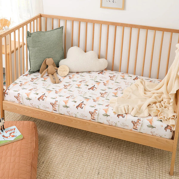 Wild Horses Organic Fitted Cot Sheet - Snuggle Hunny
