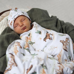 Wild Horses Organic Jersey Wrap & Beanie Set - Snuggle Hunny