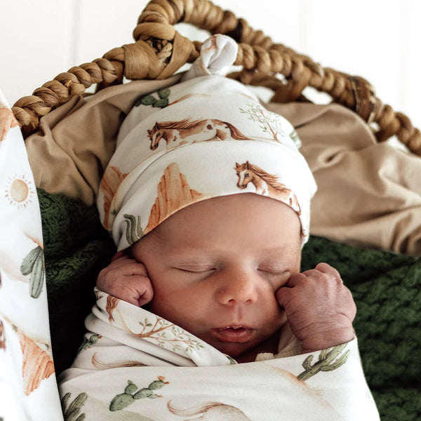 Wild Horses Organic Knotted Beanie - Snuggle Hunny
