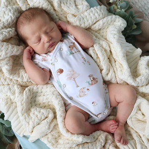 Woodland Tales Short Sleeve Organic Kimono Bodysuit - Snuggle Hunny