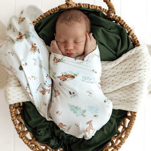 Woodland Tales Organic Jersey Wrap & Beanie Set - Snuggle Hunny