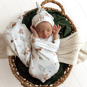 Woodland Tales Organic Jersey Wrap & Beanie Set - Snuggle Hunny