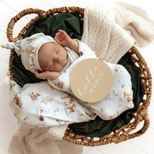 Woodland Tales Organic Jersey Wrap & Beanie Set - Snuggle Hunny