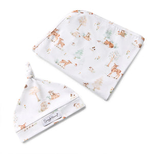 Woodland Tales Organic Jersey Wrap & Beanie Set - Snuggle Hunny