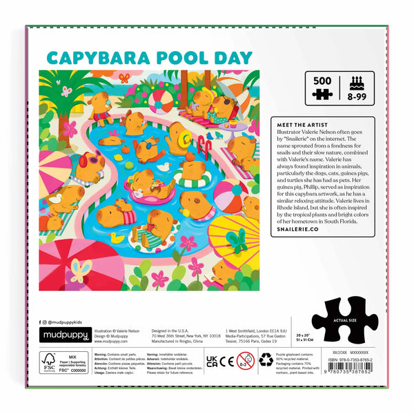 Capybara Pool Day Family Puzzle - 500pcs - Mudpuppy