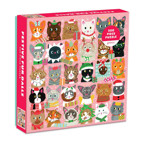 Festive Fur Balls Puzzle - 500pc Multi-Coloured - Galison