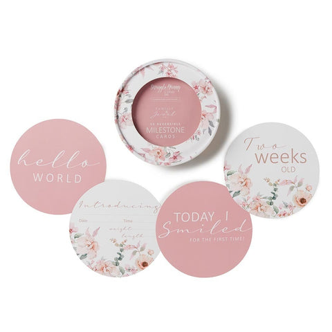 Camille & Jewel Pink Reversible Milestone Cards - Snuggle Hunny