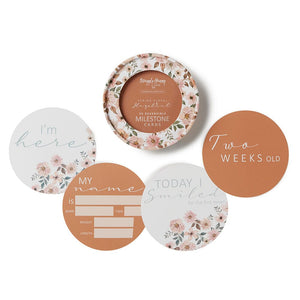 Spring Floral & Hazelnut Reversible Milestone Cards - Snuggle Hunny