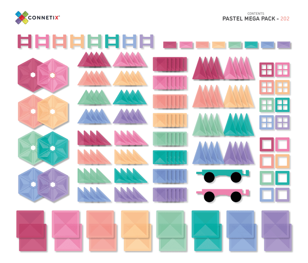 Pastel Mega Pack - 202 pc - Connetix Tiles