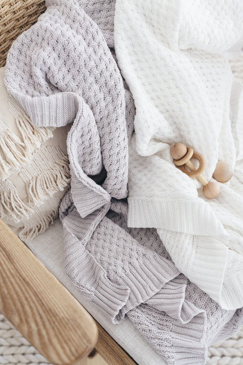 White Diamond Knit Baby Blanket - Snuggle Hunny Kids