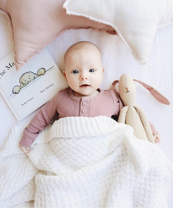White Diamond Knit Baby Blanket - Snuggle Hunny Kids