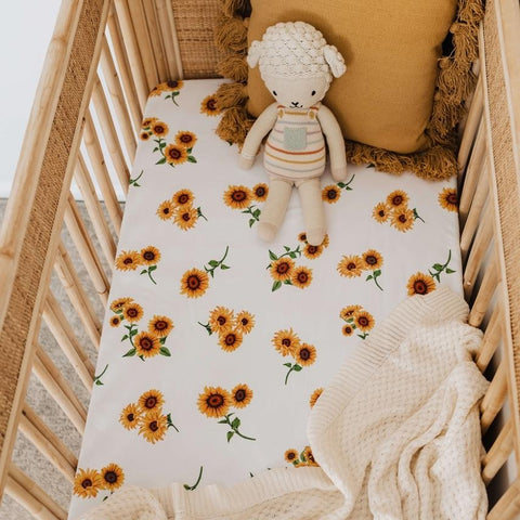 Sunflower Fitted Cot Sheet - Snuggle Hunny Kids