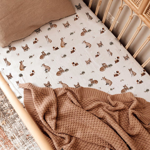 *Fox Fitted Cot Sheet - Snuggle Hunny Kids DISCOUNTED