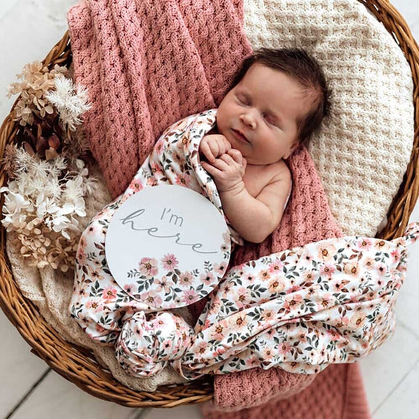 Spring Floral & Hazelnut Reversible Milestone Cards - Snuggle Hunny