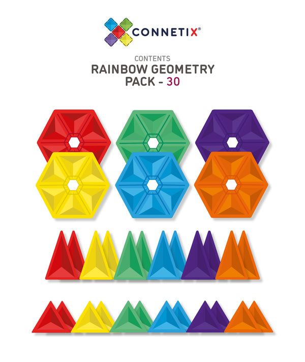 Rainbow Geometry Pack 30 pc - Connetix Tiles