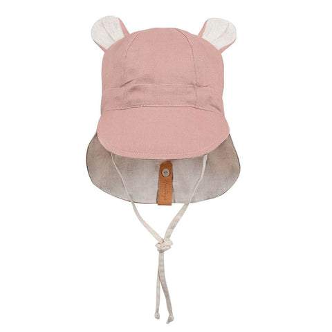 Baby Reversible Teddy Flap Sun Hat - Rosa/Flax - Bedhead