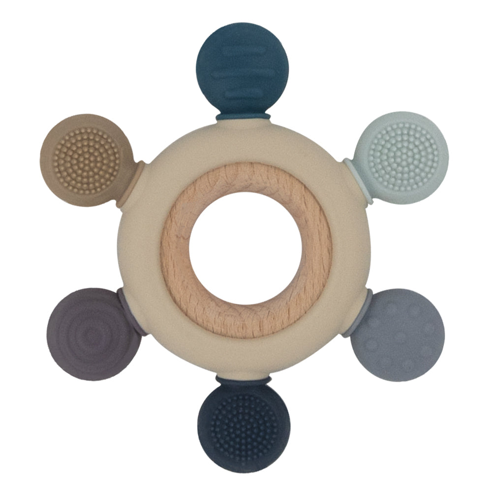 Multi Surface Teething Wheel - Steel Blue - Living Textiles