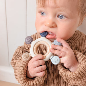 Multi Surface Teething Wheel - Steel Blue - Living Textiles