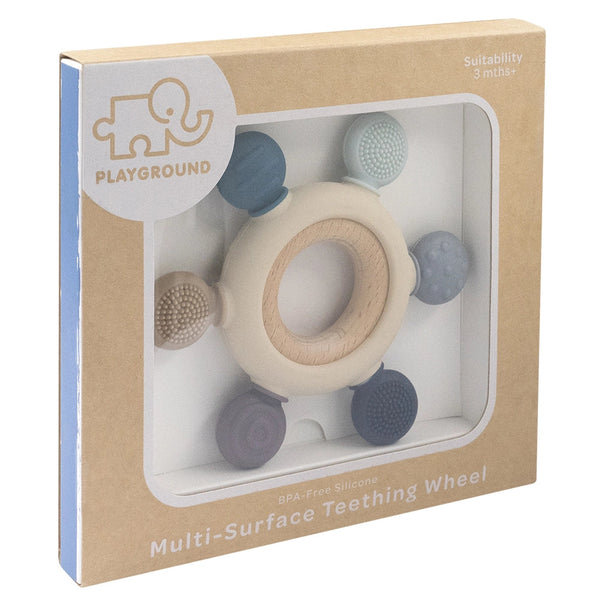 Multi Surface Teething Wheel - Steel Blue - Living Textiles