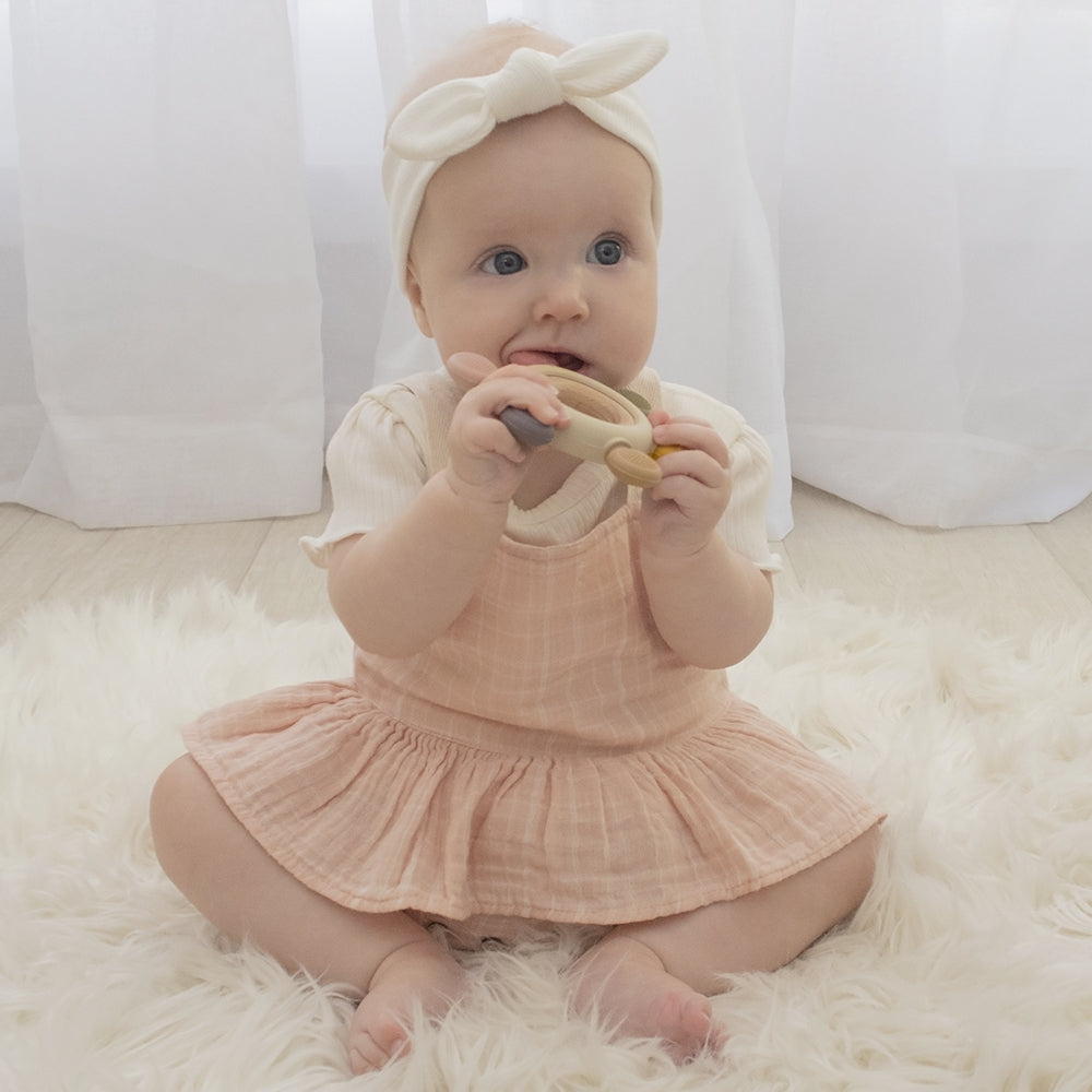 Multi Surface Teething Wheel - Rose - Living Textiles