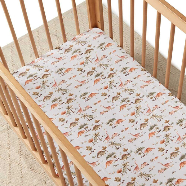 *Dino Fitted Cot Sheet - Snuggle Hunny