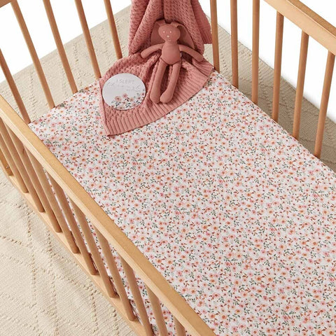 Spring Floral Fitted Cot Sheet - Snuggle Hunny