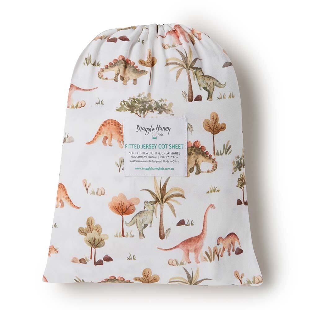 *Dino Fitted Cot Sheet - Snuggle Hunny