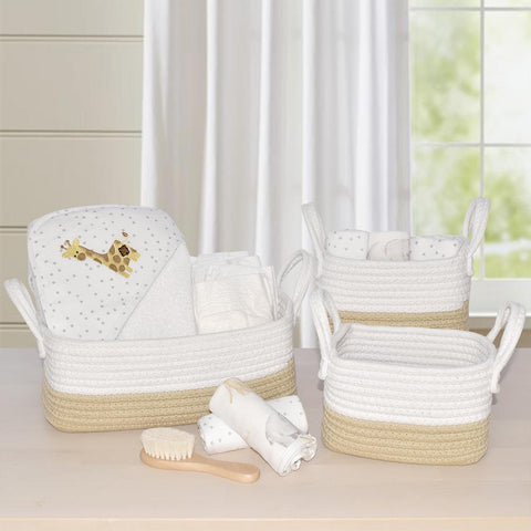 3 piece Storage Baskets - Natural/White - Living Textiles