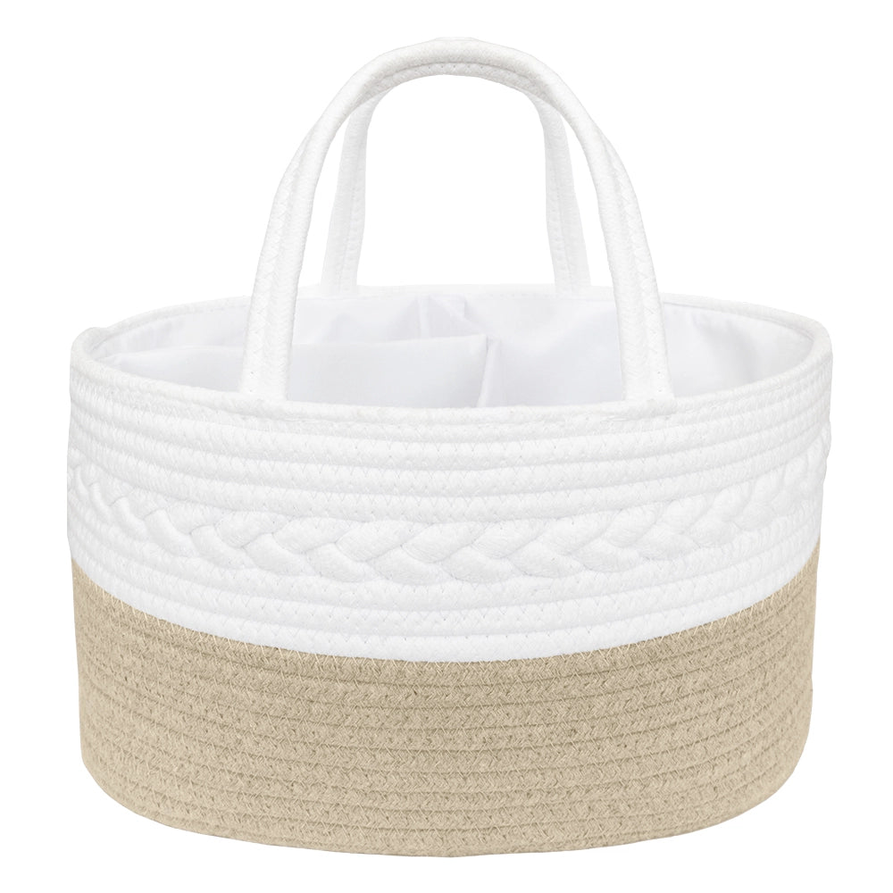 100% Cotton Rope Nappy Caddy - Natural/White - Living Textiles