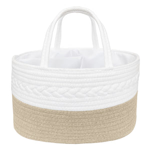 100% Cotton Rope Nappy Caddy - Natural/White - Living Textiles