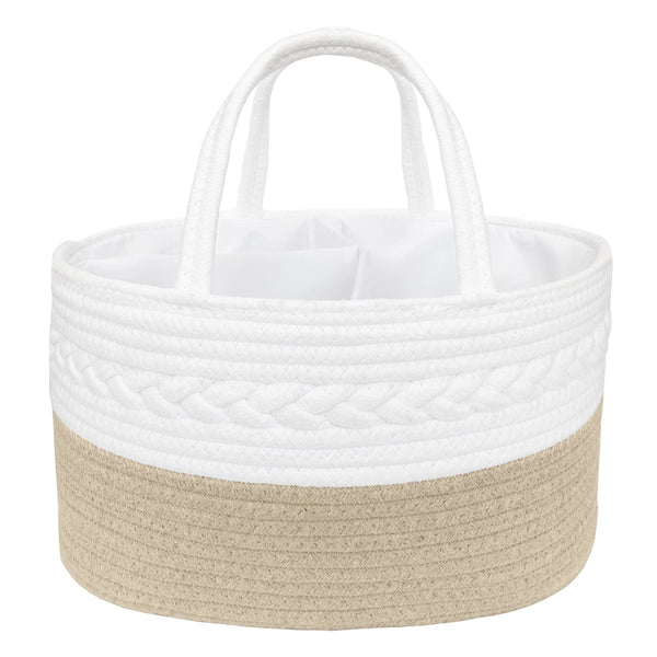 100% Cotton Rope Nappy Caddy - Natural/White - Living Textiles