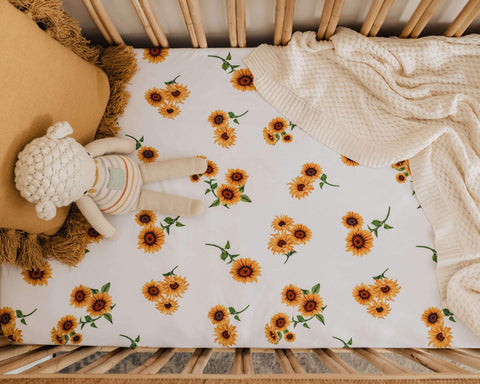 Sunflower Fitted Cot Sheet - Snuggle Hunny Kids