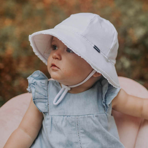 Toddler Sun Hat - White Ruffle - Bedhead