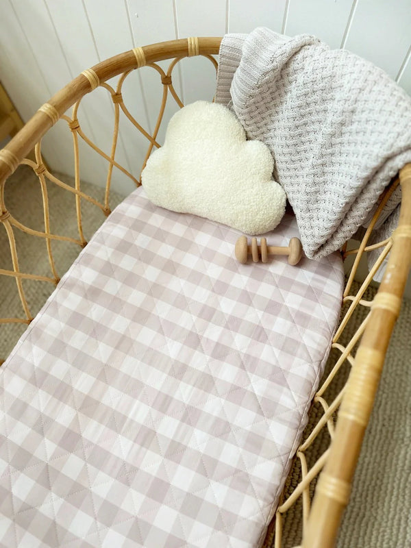 Waterproof Bassinet Sheet | Blush Gingham - Bambella Designs