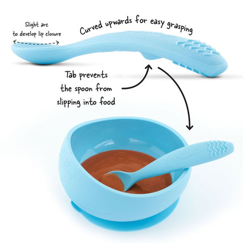 Silicone Suction Bowl Set with Spoons - Blueberry - Brightberry