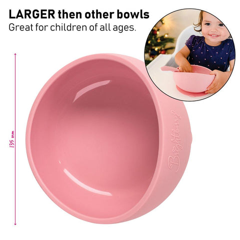 Silicone Suction Bowl Set with Spoons - Coral Pink - Brightberry