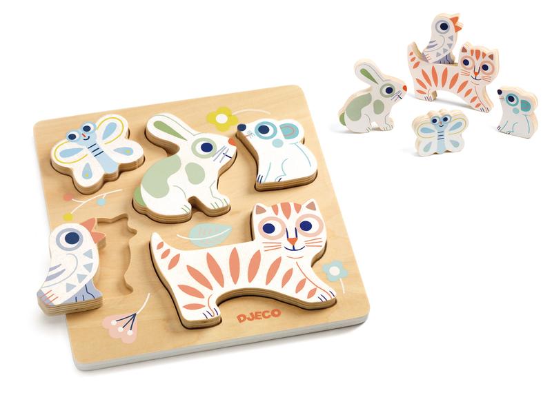 Baby Animals Rabbit Wooden Puzzle-Djeco