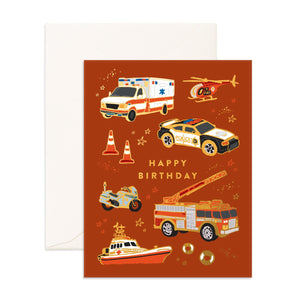 Birthday Emergency Vehicles Greeting Card - Fox & Fallow