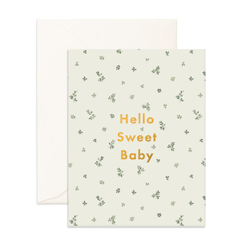 Hello Sweet Baby Broderie Greeting Card - Fox & Fallow