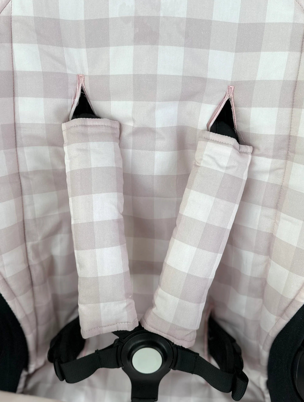 Harness Covers | Blush Gingham - Bambella Designs