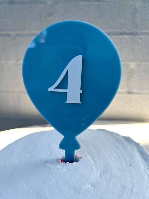 Balloon Cake Topper - 4 - Eggshell Blue/White - Mai Creative DISCOUNTED