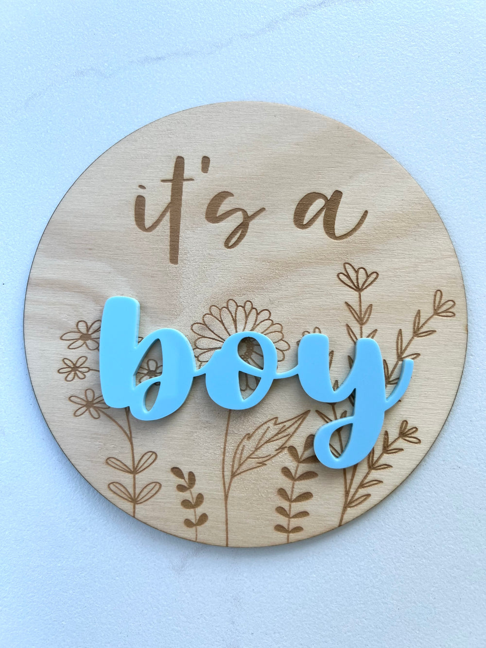 Gender Reveal Plaque - Wildflower - Boy - Mai Creative